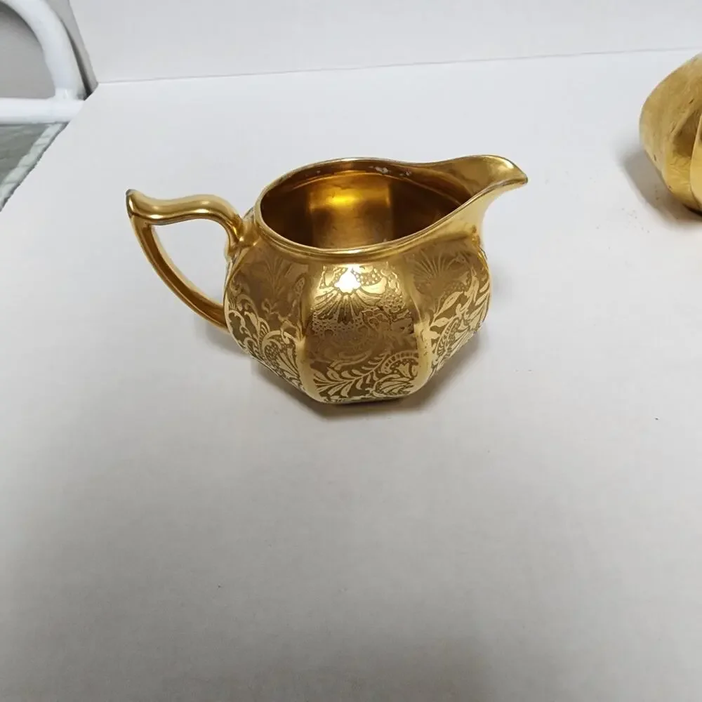 Z.S. & C Bavaria Antique Vintage Cream And Sugar Set Brilliant Gold Porcelain